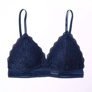 Lace bralette padded blue adjustable straps